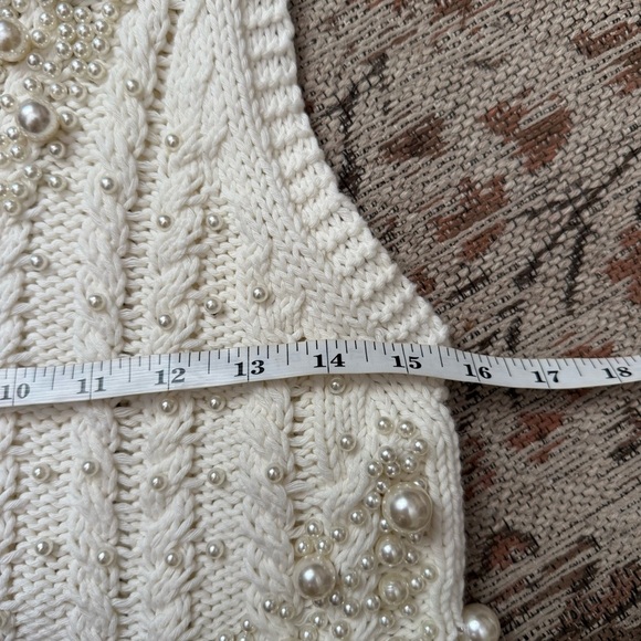 Zara Women Small White Pearl Embellished Knit Tank Sleeveless Blouse Elegant - Picture 6 of 10